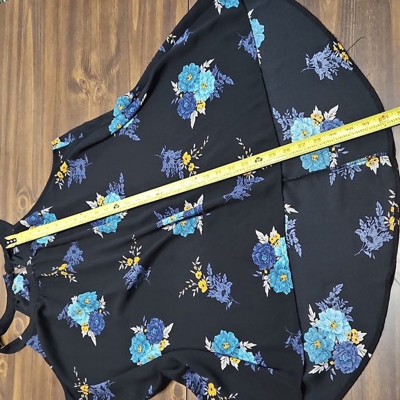 Torrid Black Tank Top with Blue and Yellow Floral Design - Picture 2 of 8